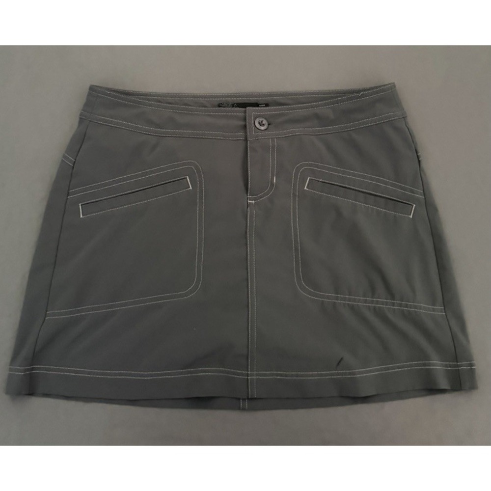 Prana Skort Womens Size 2 Gray Zip Stretch Hiking Pockets Lined Outdoor Walking